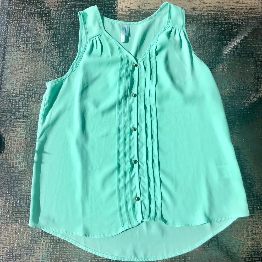 Button Front Mint/Seafoam Tank